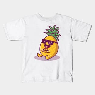 Cute Pineapple Eating Pizza Kids T-Shirt